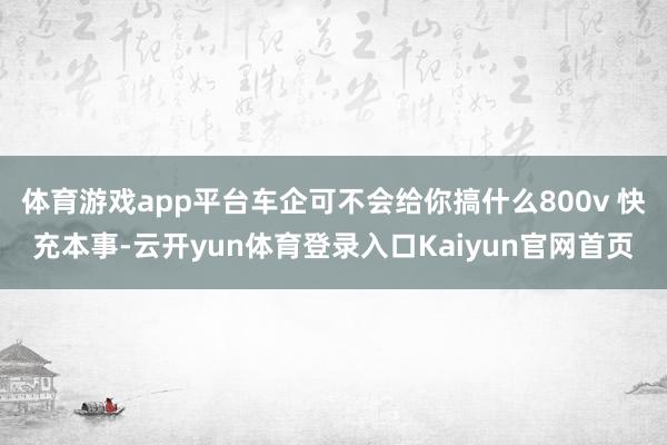 体育游戏app平台车企可不会给你搞什么800v 快充本事-云开yun体育登录入口Kaiyun官网首页
