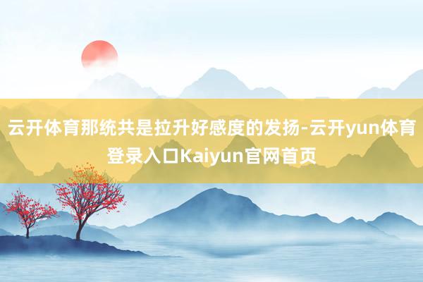 云开体育那统共是拉升好感度的发扬-云开yun体育登录入口Kaiyun官网首页