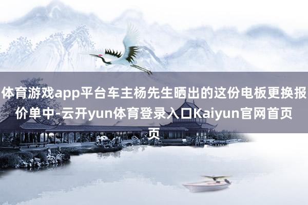 体育游戏app平台车主杨先生晒出的这份电板更换报价单中-云开yun体育登录入口Kaiyun官网首页